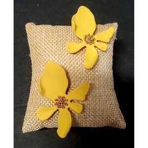 Floweragrant Earrings Exaggerated Yellow Flower Gold Cent 925 Anti Allergy Posts